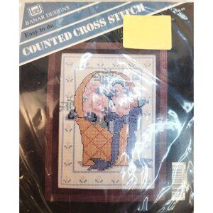 Banar Designs Counted Cross Stitch Kit With Floral Basket Pattern